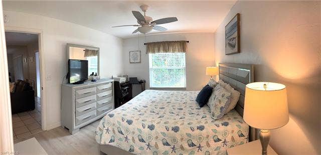 28230 Pine Haven Way, #68, Bonita Springs, FL 34135 Bedroom featuring ceiling fan and light hardwood / wood-style floors