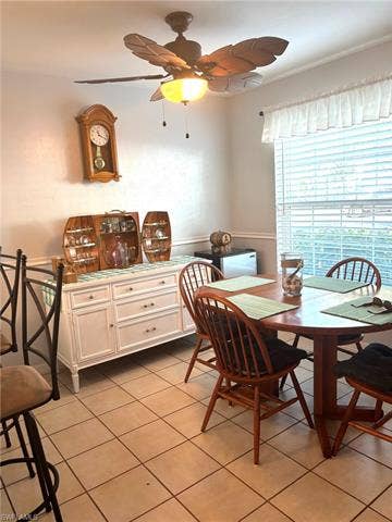 28230 Pine Haven Way, #68, Bonita Springs, FL 34135 Tiled dining space with ceiling fan