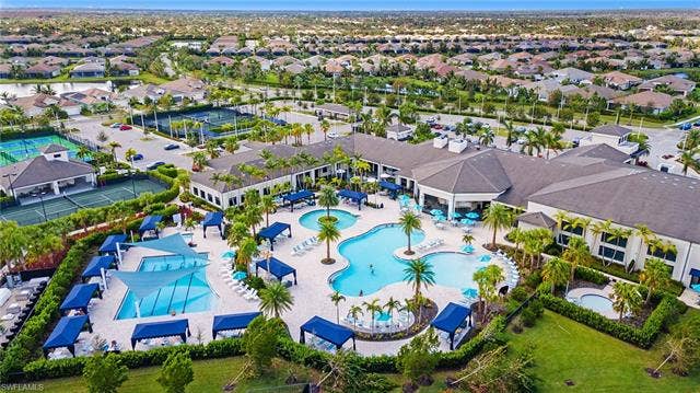 16717 Gilroy St, Bonita Springs, FL 34135 Aerial view of our community including 4 pools and sport courts!