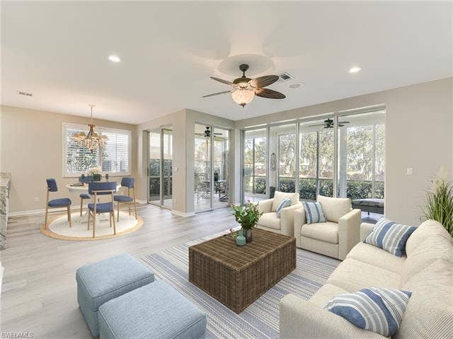 8471 Southbridge Dr, #1, Estero, FL 33967 Open living spaces Furnishings are virtually staged