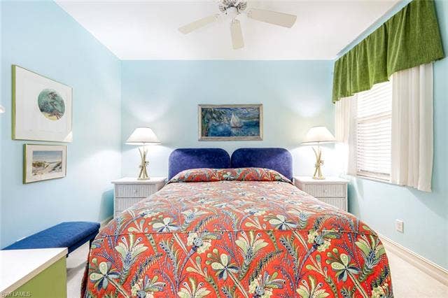 20667 Wildcat Run Dr, #101, Estero, FL 33928 Guest Bedroom #1 with a ceiling fan and baseboards
