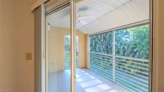 3160 Seasons Way, #709, Estero, FL 33928 Unfurnished sunroom with lofted ceiling