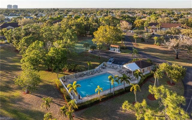 3160 Seasons Way, #709, Estero, FL 33928 Aerial view of residential area featuring a pool