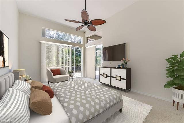 19321 Northbridge Way, Estero, FL 33967 The primary bedroom is spacious and offers sliders for direct access to the large lanai.