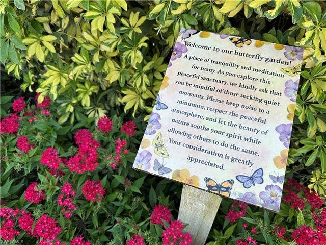 12654 Buttonbush Pl, Bonita Springs, FL 34135 Quiet Butterfly Garden created by volunteer residents.