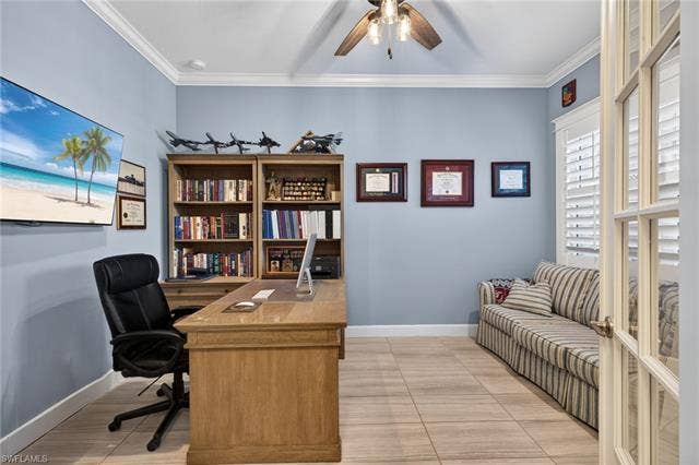 16459 Orinda Way, Bonita Springs, FL 34135 Den is located in the front of the home and is spacious enough for a sleep sofa for your guests!