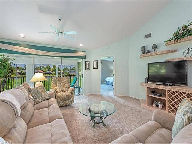8371 Grand Palm Dr, #2, Estero, FL 33967 Great Room with vaulted ceiling and great views!