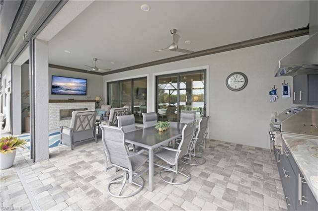 19125 Aqua Shore Dr, Estero, FL 33913 Overview of outdoor living with hurricane screen