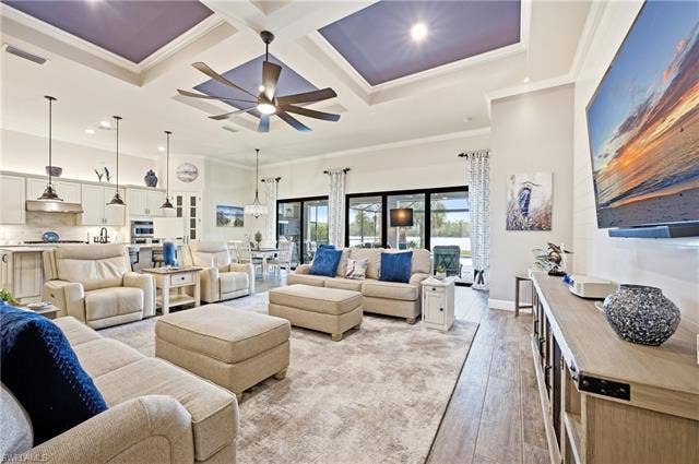19125 Aqua Shore Dr, Estero, FL 33913 Comfortable living area with beautiful view