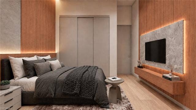 5219 S Seminole Ct, Cape Coral, FL 33904 (Rendered photo) Wood panel accent walls with integrated lighting
