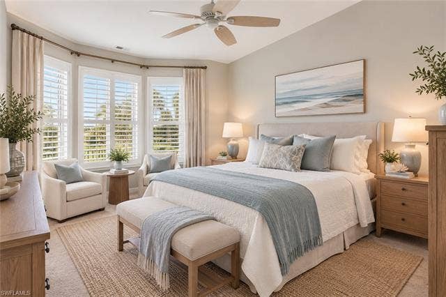 20061 Seagrove St, #1105, Estero, FL 33928 AI generated photo of what the bedroom could look like with an updated design.