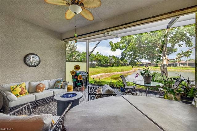 28405 Abruzzo Dr, Bonita Springs, FL 34135 SERENITY NOW! Seating area, eating area, hot tub space in corner (negotiable) plus more space in front of bedroom! ALL SCREENED!!!