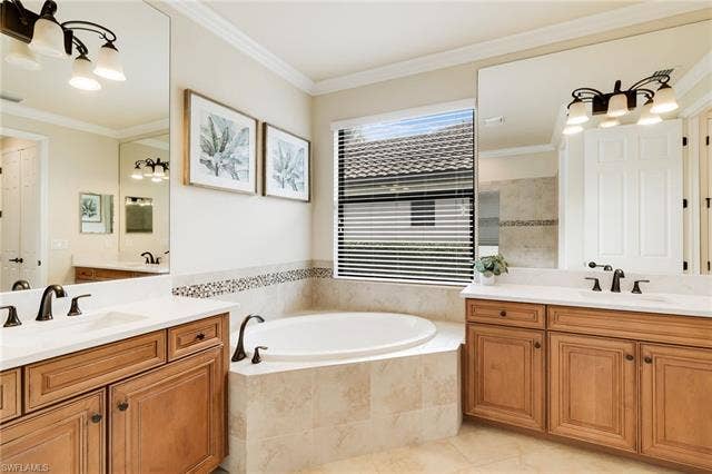 28522 Westmeath Ct, Bonita Springs, FL 34135 Recently Updated Bathroom Featuring Luxury Quartz Countertops