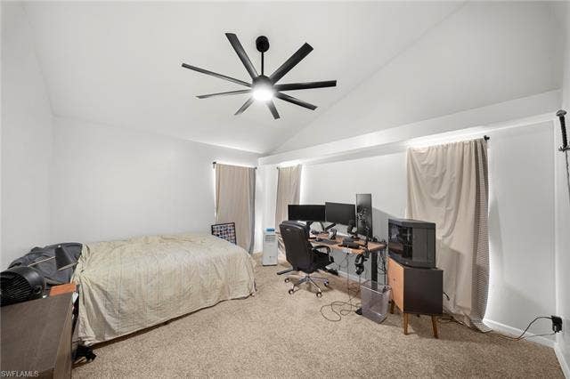 3730 21st Pl, Cape Coral, FL 33914 Vaulted ceiling with a large ceiling fan