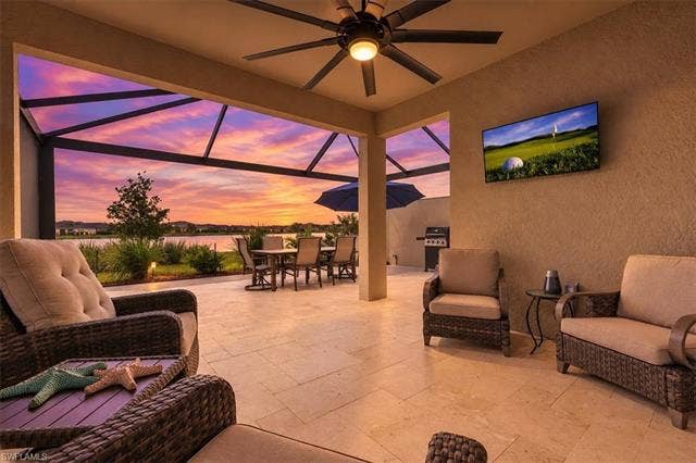 16782 Rolling Rock Blvd, Alva, FL 33920 Gated sitting area in entrance of home