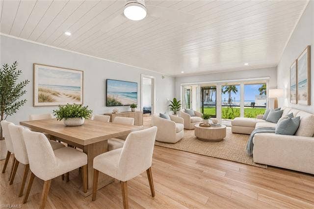 2580 Estero Blvd, #15, Fort Myers Beach, FL 33931 Virtually staged living and dining area