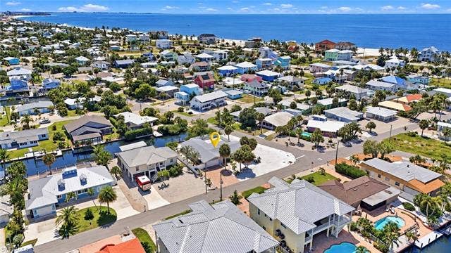 310 Madison Ct, Fort Myers Beach, FL 33931 Aerial view of home with Gulf beaches just a short walk away