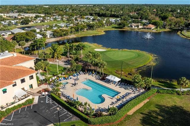 26600 Rosewood Pointe Dr, #B-107, Bonita Springs, FL 34135 Aerial view featuring a water view