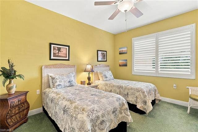 11041 Gulf Reflections Dr, #403, Fort Myers, FL 33908 Recessed ceiling with ceiling fan, dual window with plantation shutters, and light-toned wall color