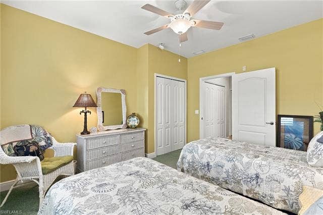 11041 Gulf Reflections Dr, #403, Fort Myers, FL 33908 Recessed lighting, ceiling fan with light fixture, and two sets of bi-fold closet doors