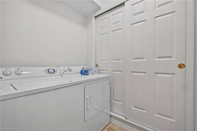14543 Abaco Lakes Dr, #202, Fort Myers, FL 33908 Convenient in-unit laundry room equipped with a full-size washer and dryer.