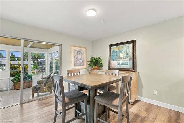 2816 18th Ave, Cape Coral, FL 33904 Sliding glass doors, wood-finish flooring, recessed lighting, and a neutral wall color