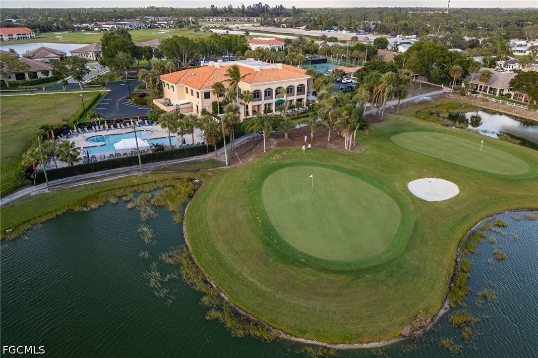 26600 ROSEWOOD POINTE Drive, #B-105, Bonita Springs, FL 34135 Birds eye view of property with golf course view and a water view