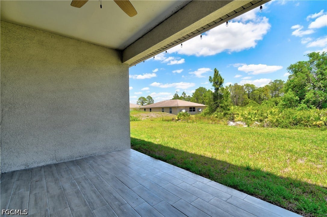 View of patio / terrace featuring ceiling fan