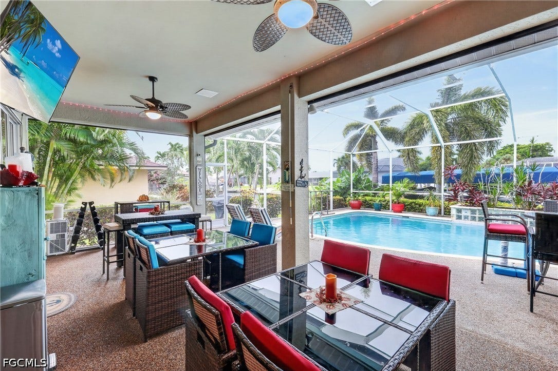 1416 SW 49th Terrace, Cape Coral, FL 33914 With a full length lanai - mini split for heat on the lanai for the chilly nights
