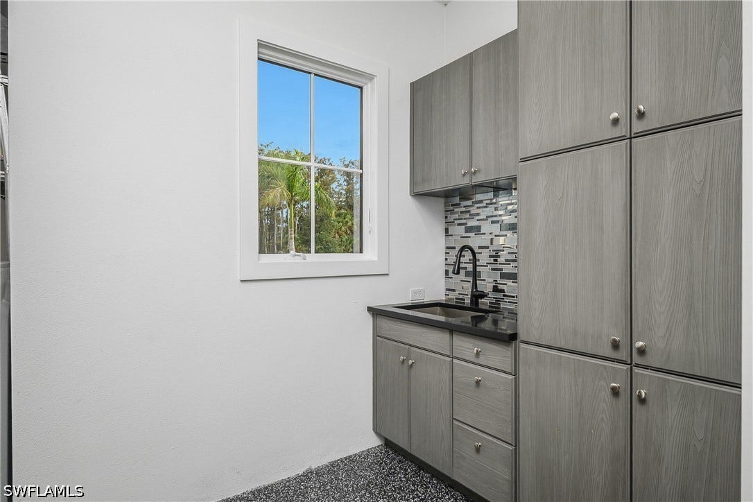 Garage build-in starage and utility sink.