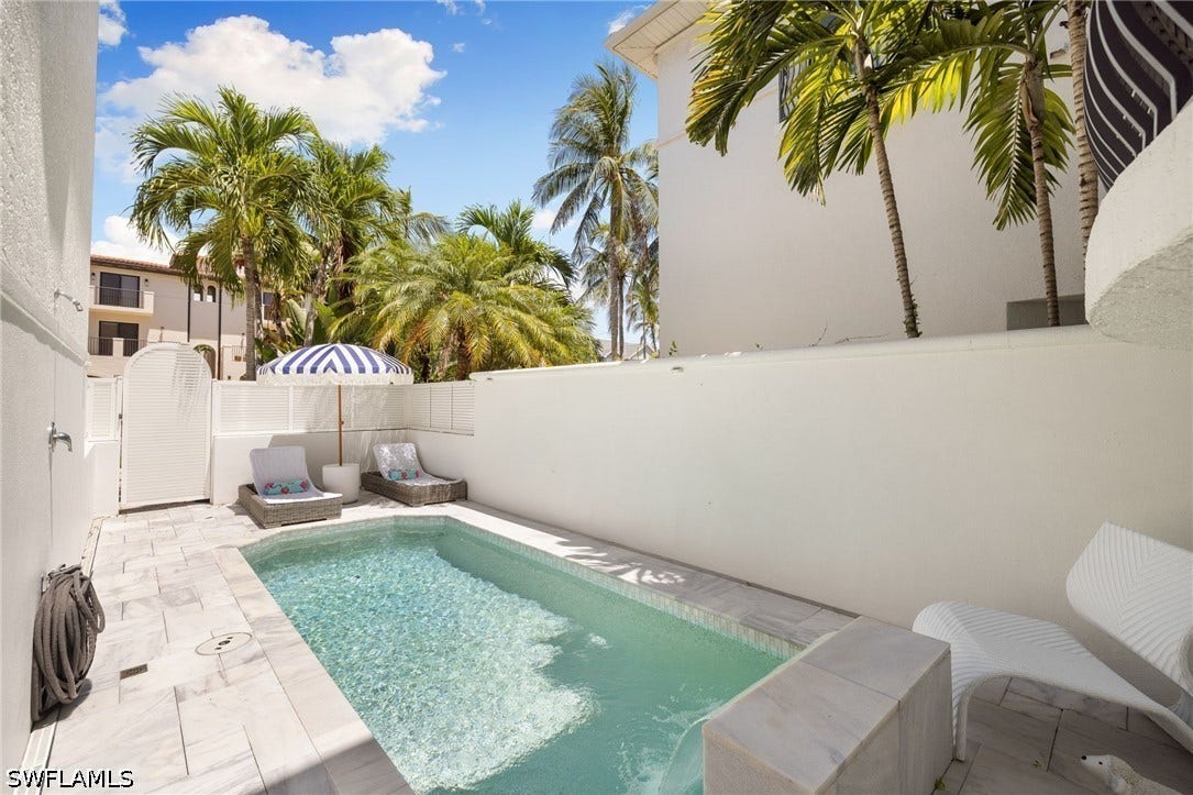 510 2nd Street S, #102, Naples, FL 34102 Private pool with waterfall