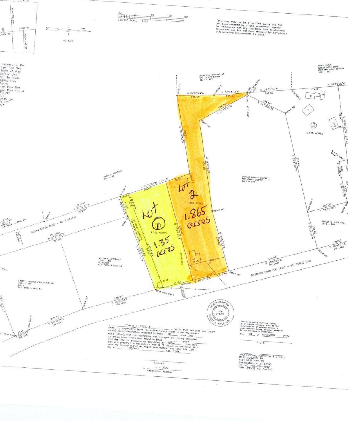 lot 1 on left in yellow