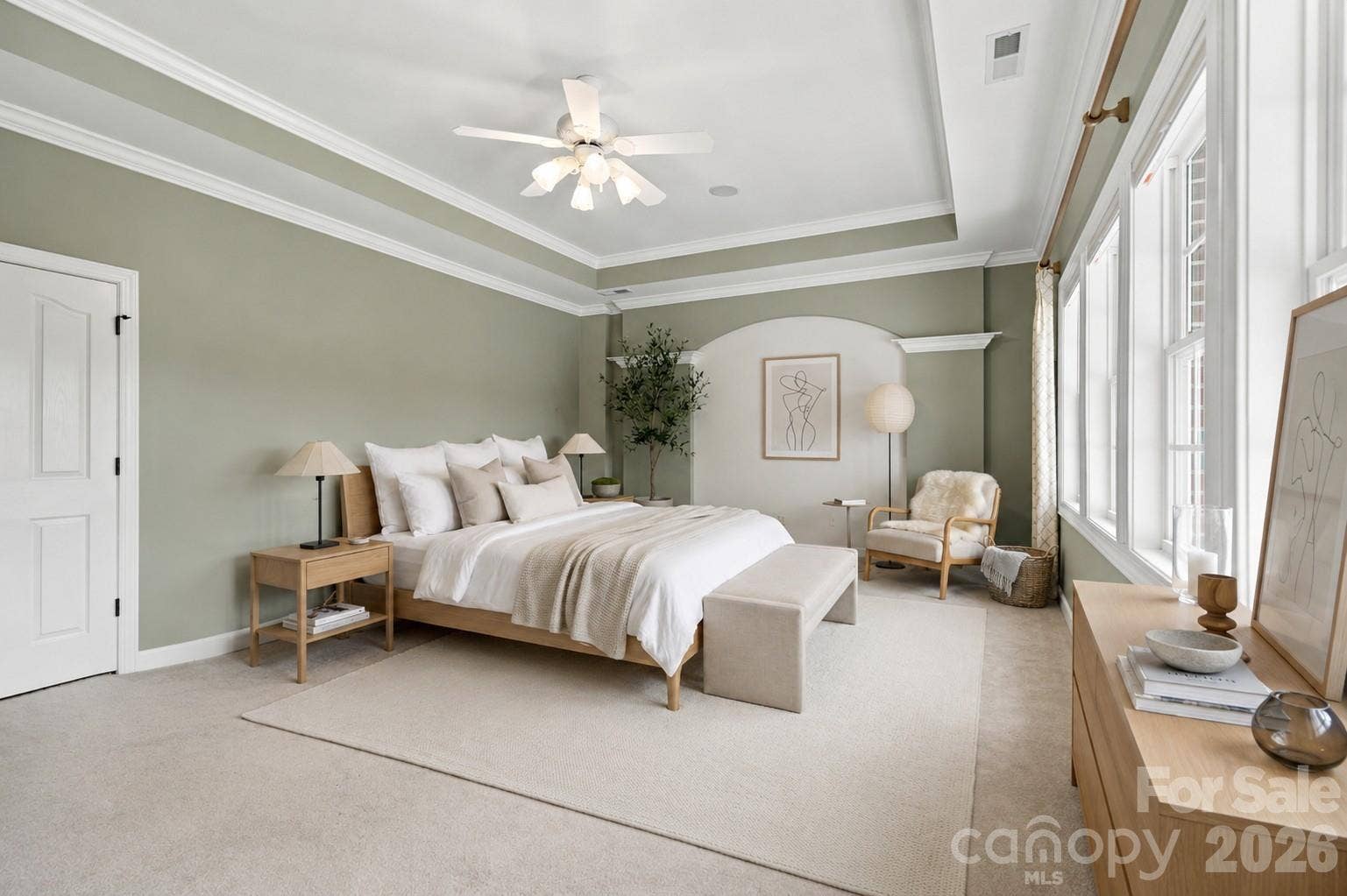 Primary bedroom with lake views