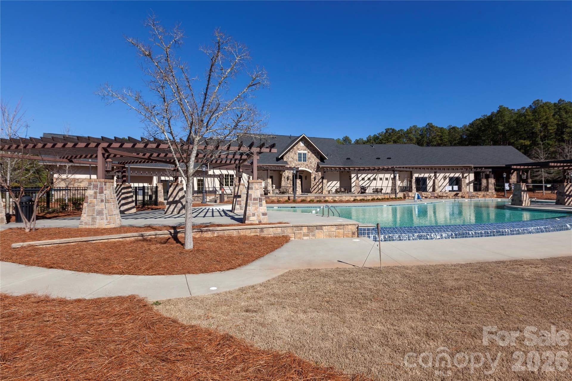 6191 Chimney Bluff Road, Lancaster, SC 29720 Back of Clubhouse and freeform pool with water fall