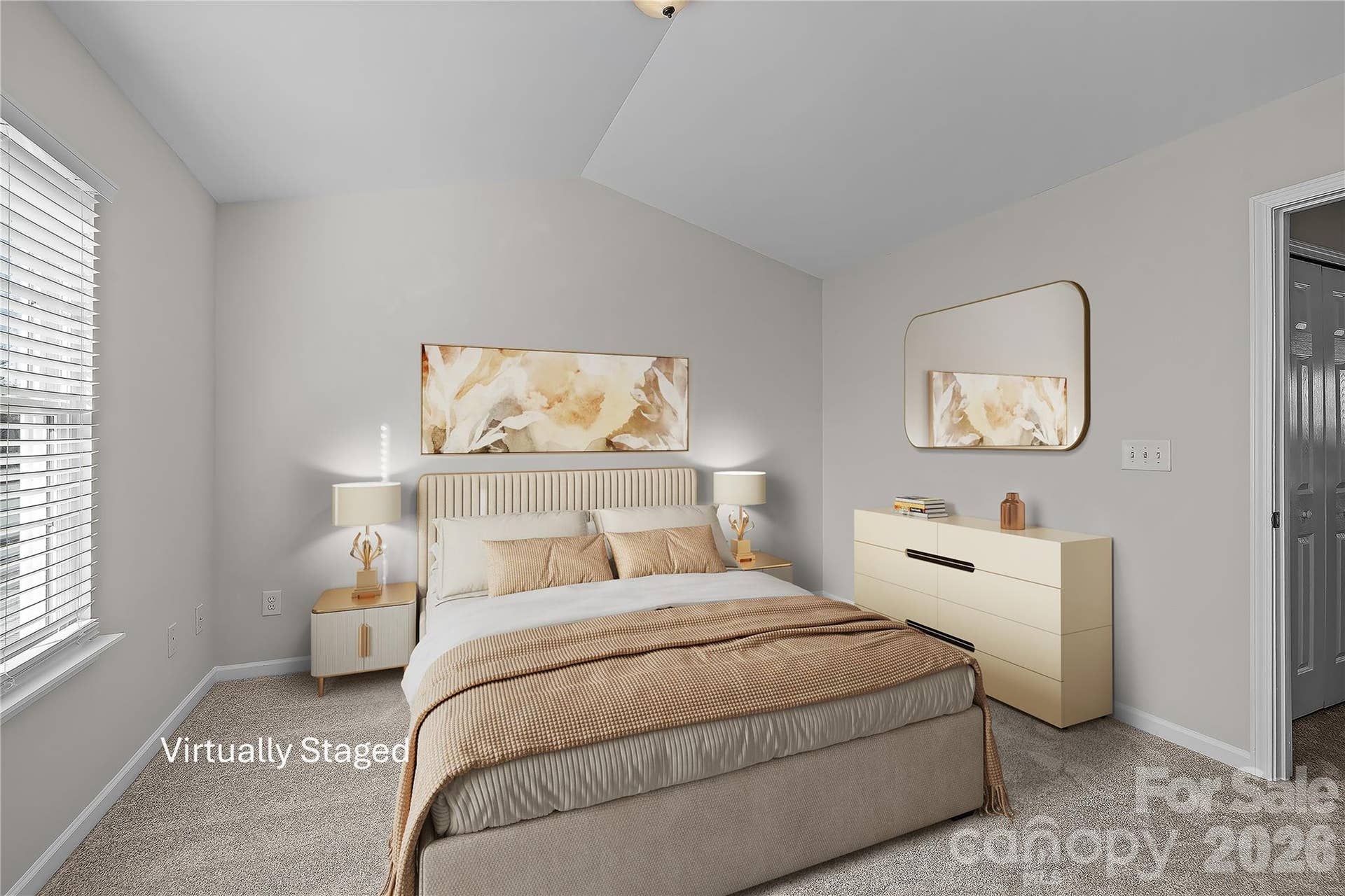 Generous layout easily accommodates full bedroom furnishings and includes a walk-in closet and private en-suite bath. Freshly painted and brand new carpet.