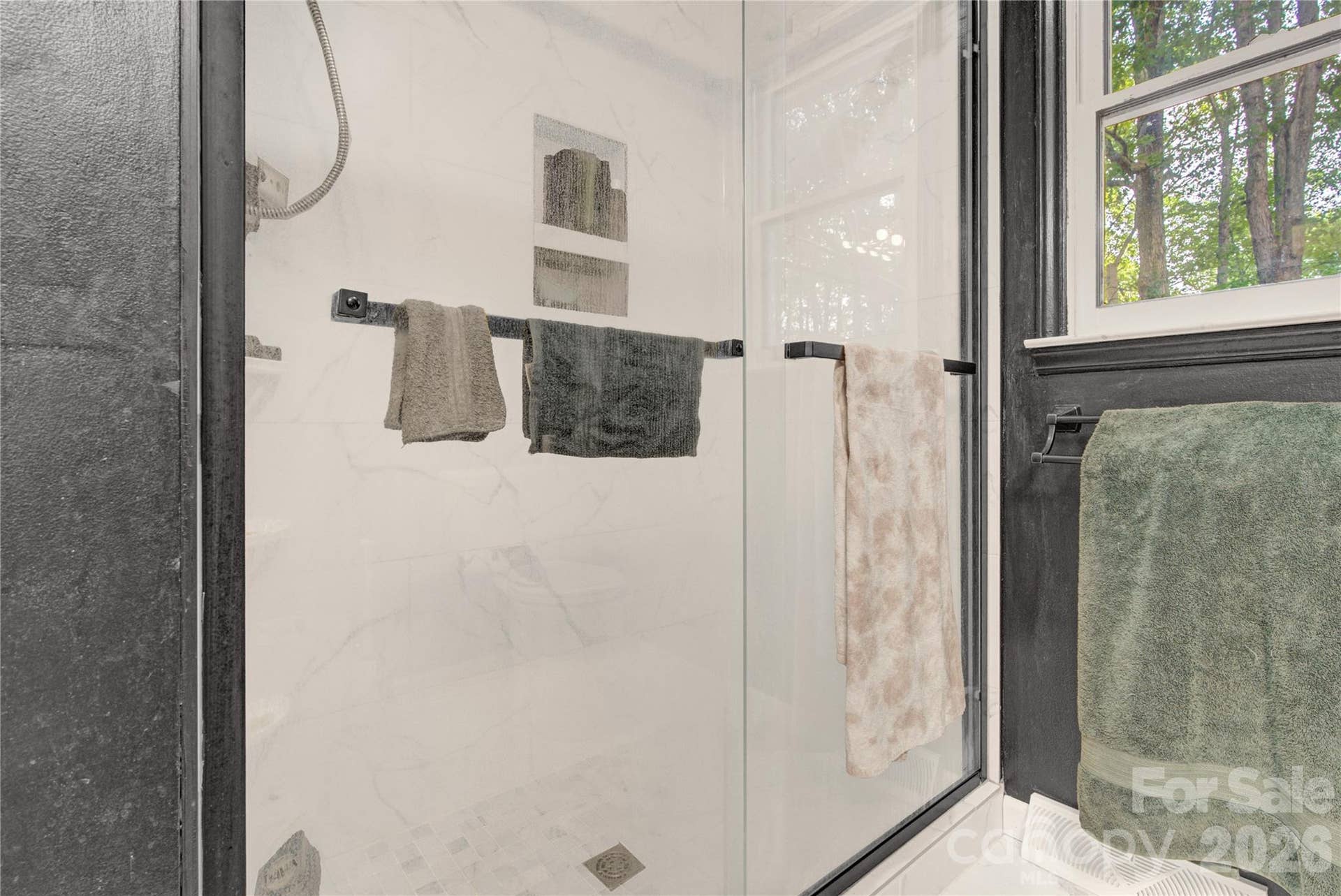 View of tiled shower
