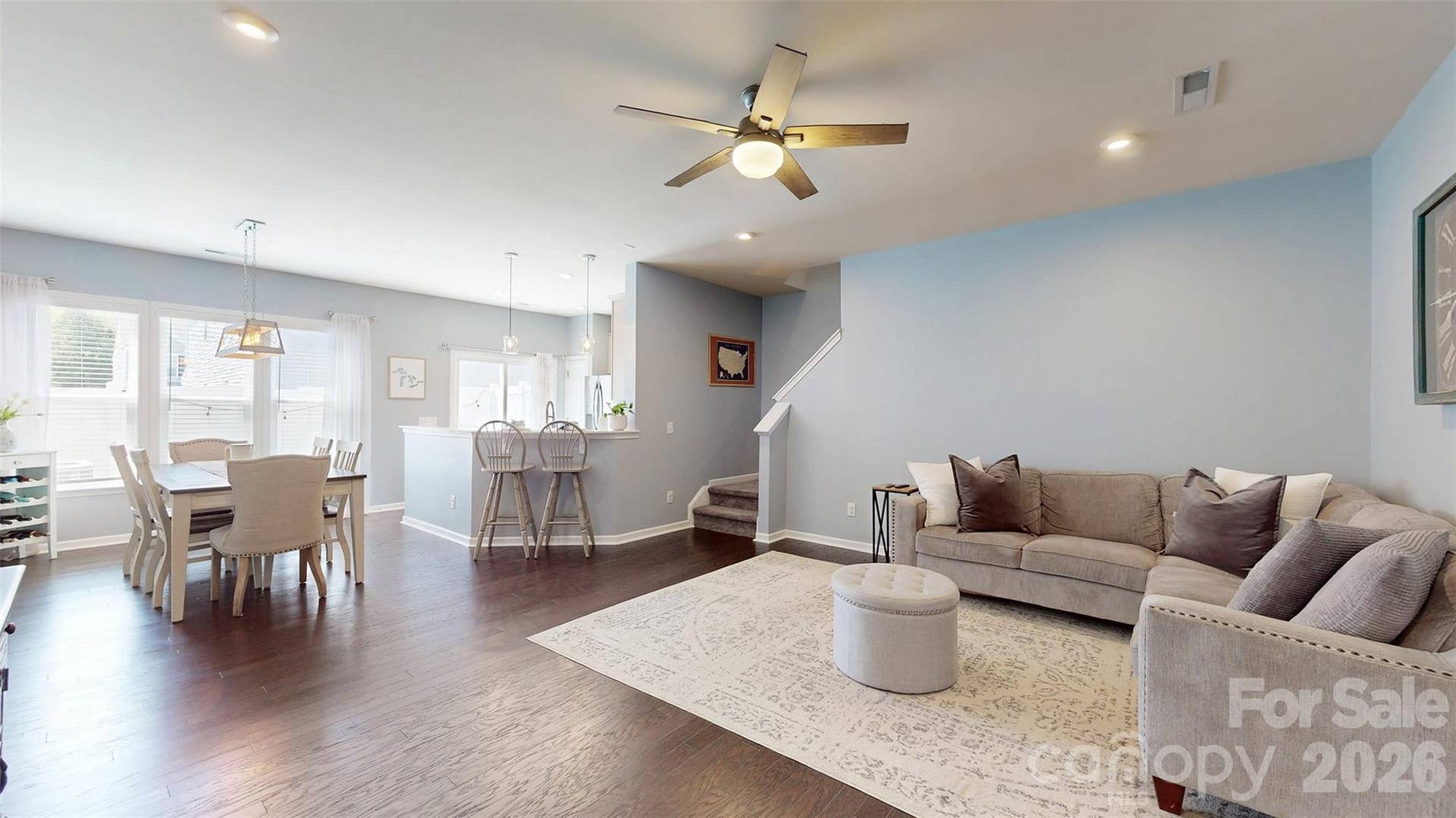 Main level open bright living space.