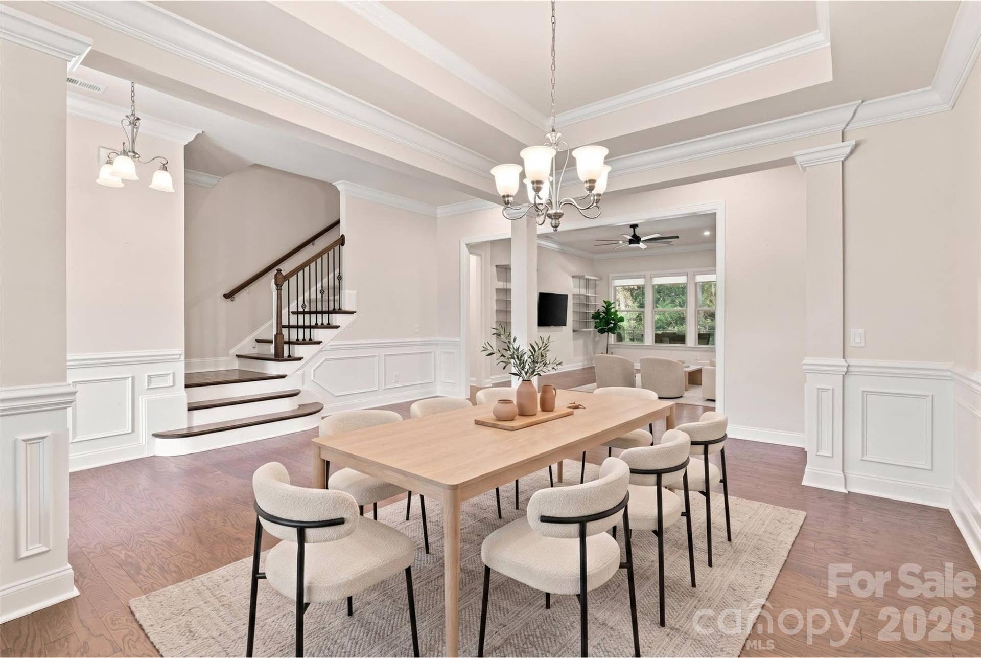 5701 Regal Way, Indian Land, SC 29707 Virtually staged dining room with wide foyer behind it.