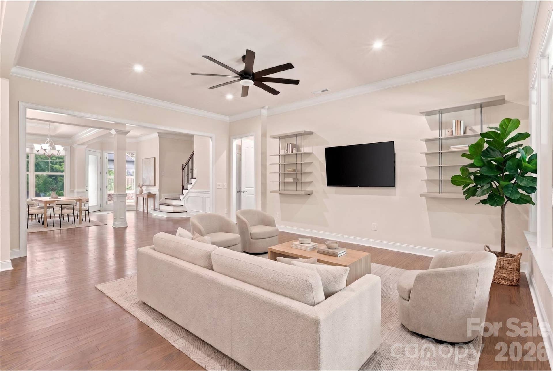 5701 Regal Way, Indian Land, SC 29707 Virtually staged living room, showing open concept.