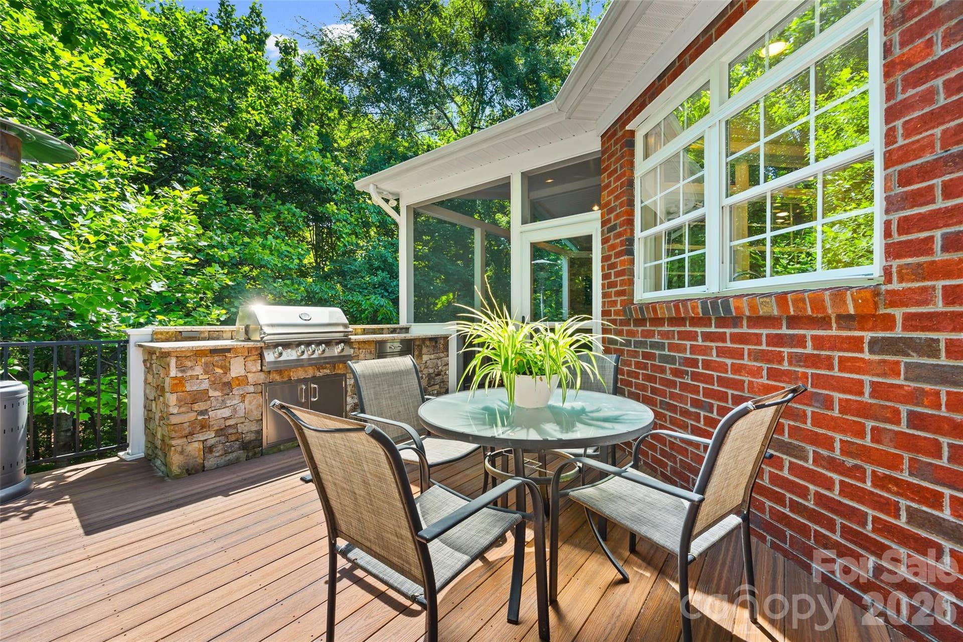 2539 Grimmersborough Lane, Charlotte, NC 28270 Deck with built-in grill and stone surround, LED lights
