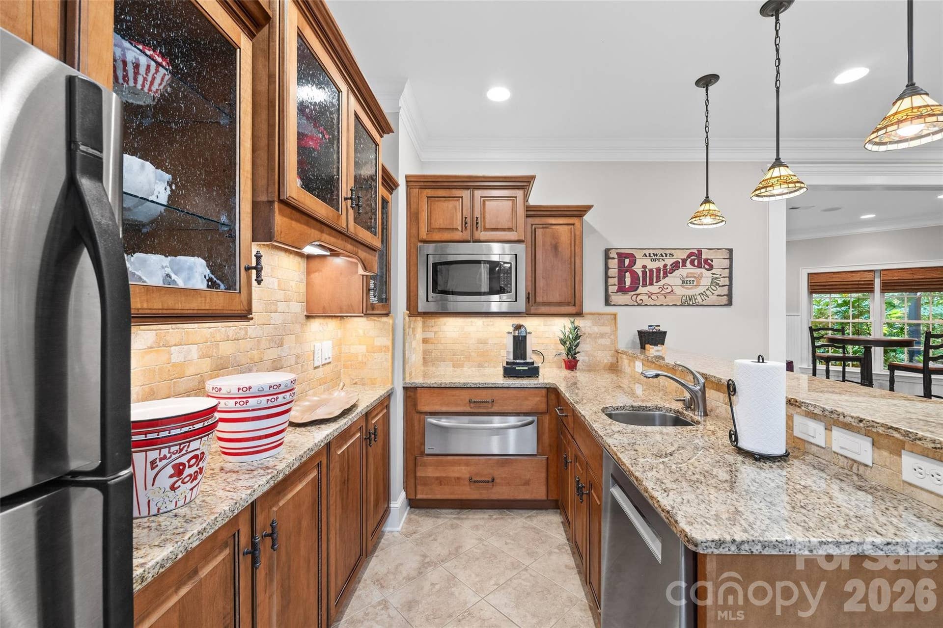2539 Grimmersborough Lane, Charlotte, NC 28270 Kitchenette with refrigerator, microwave, warming drawer, sink and dishwasher