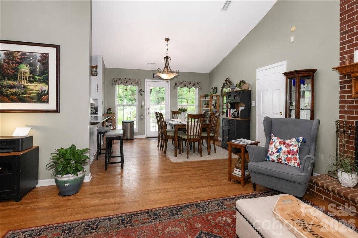 Living room looking into dining area
