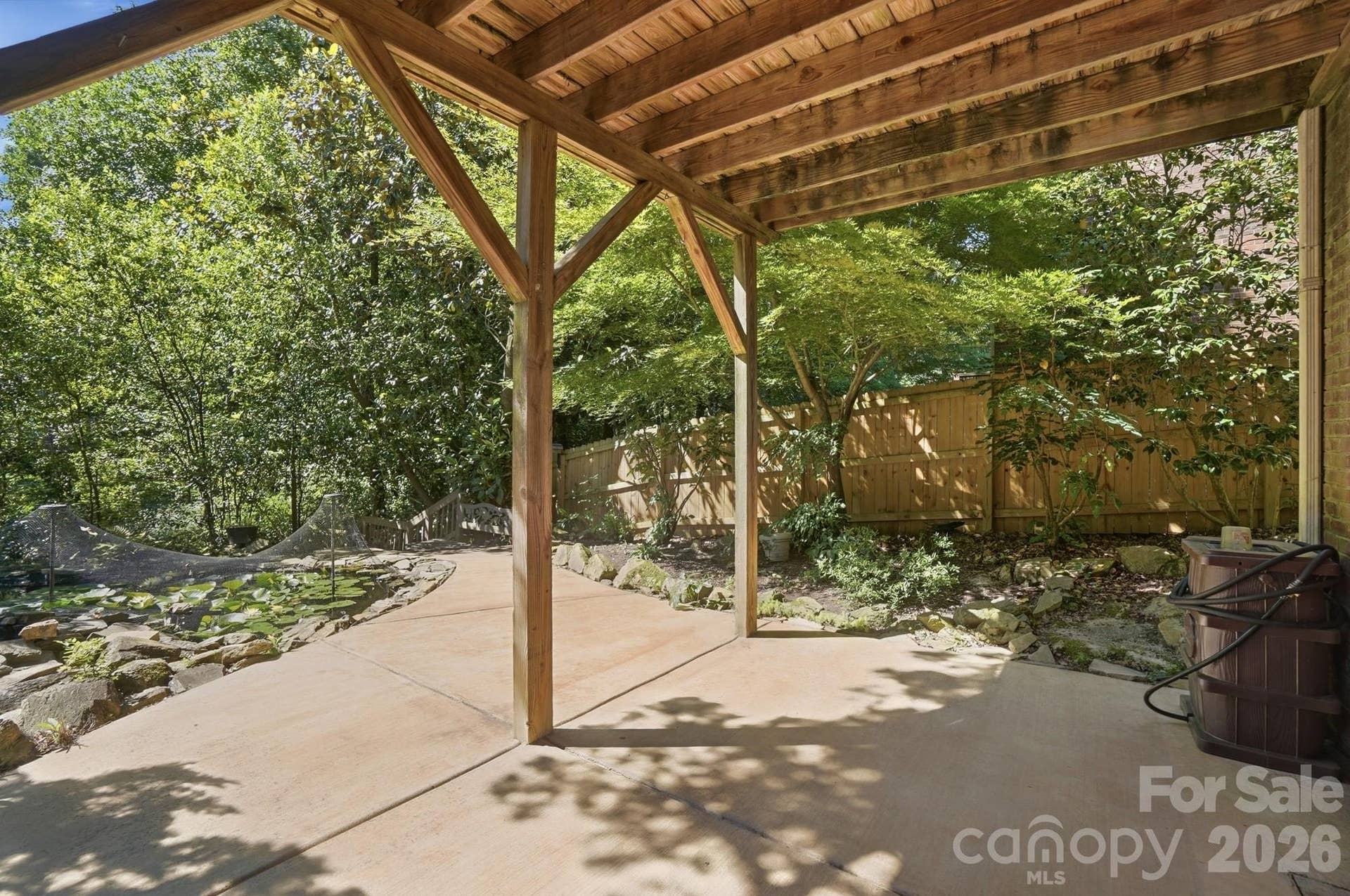 Covered Patio Next to Pond