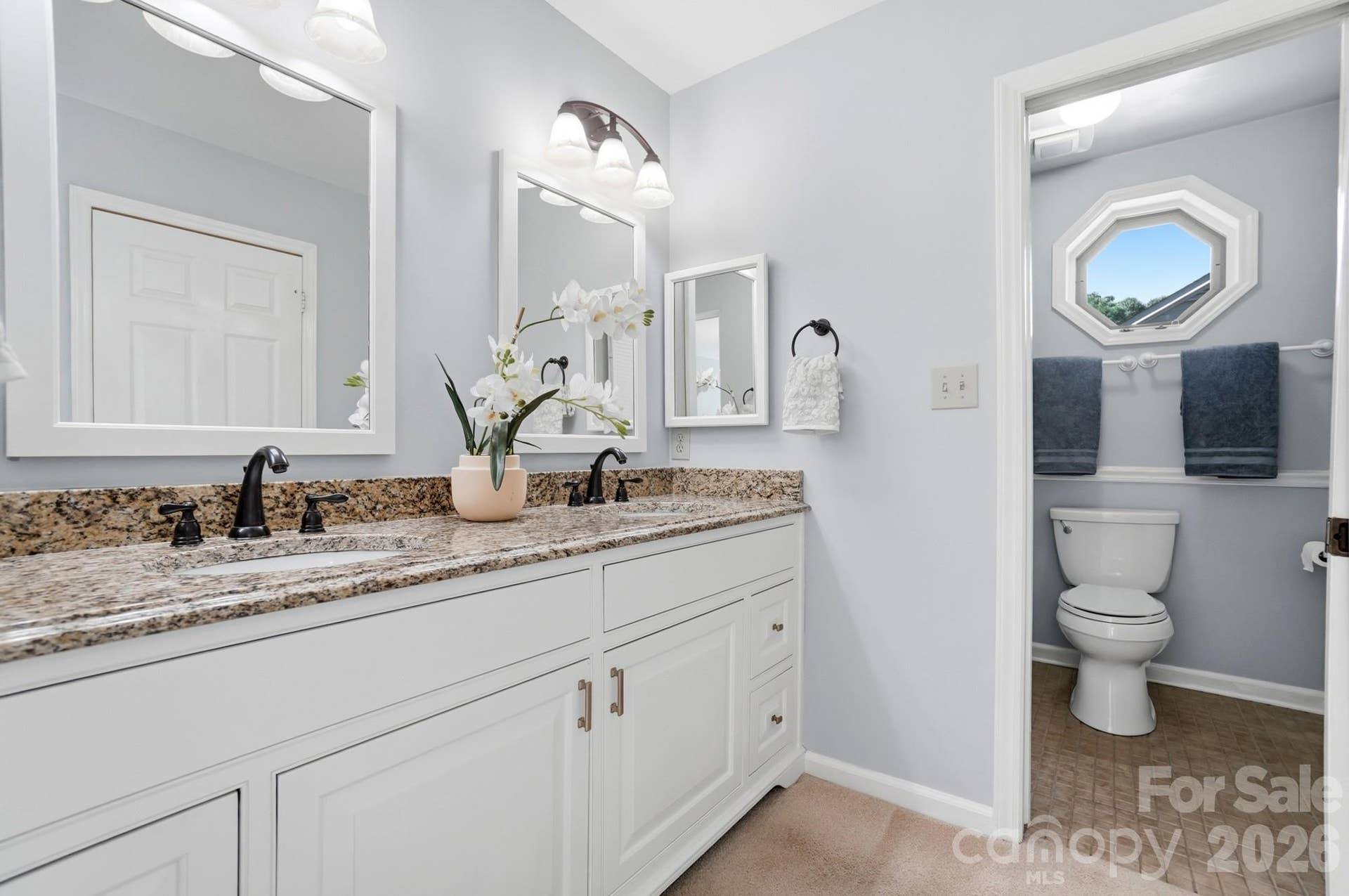 Double Sink Vanity in Primary Bathroom