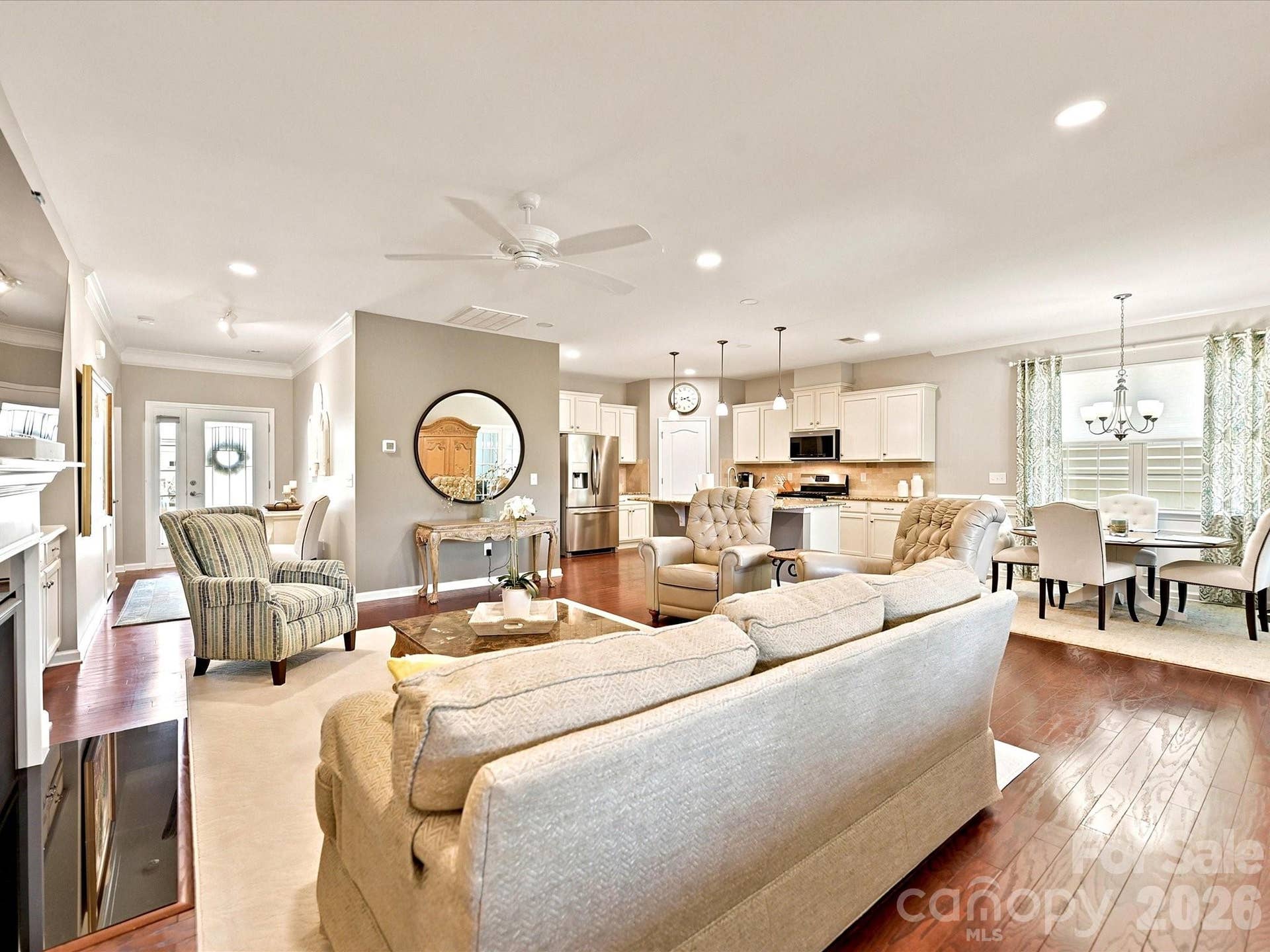 Great room has excellent natural light