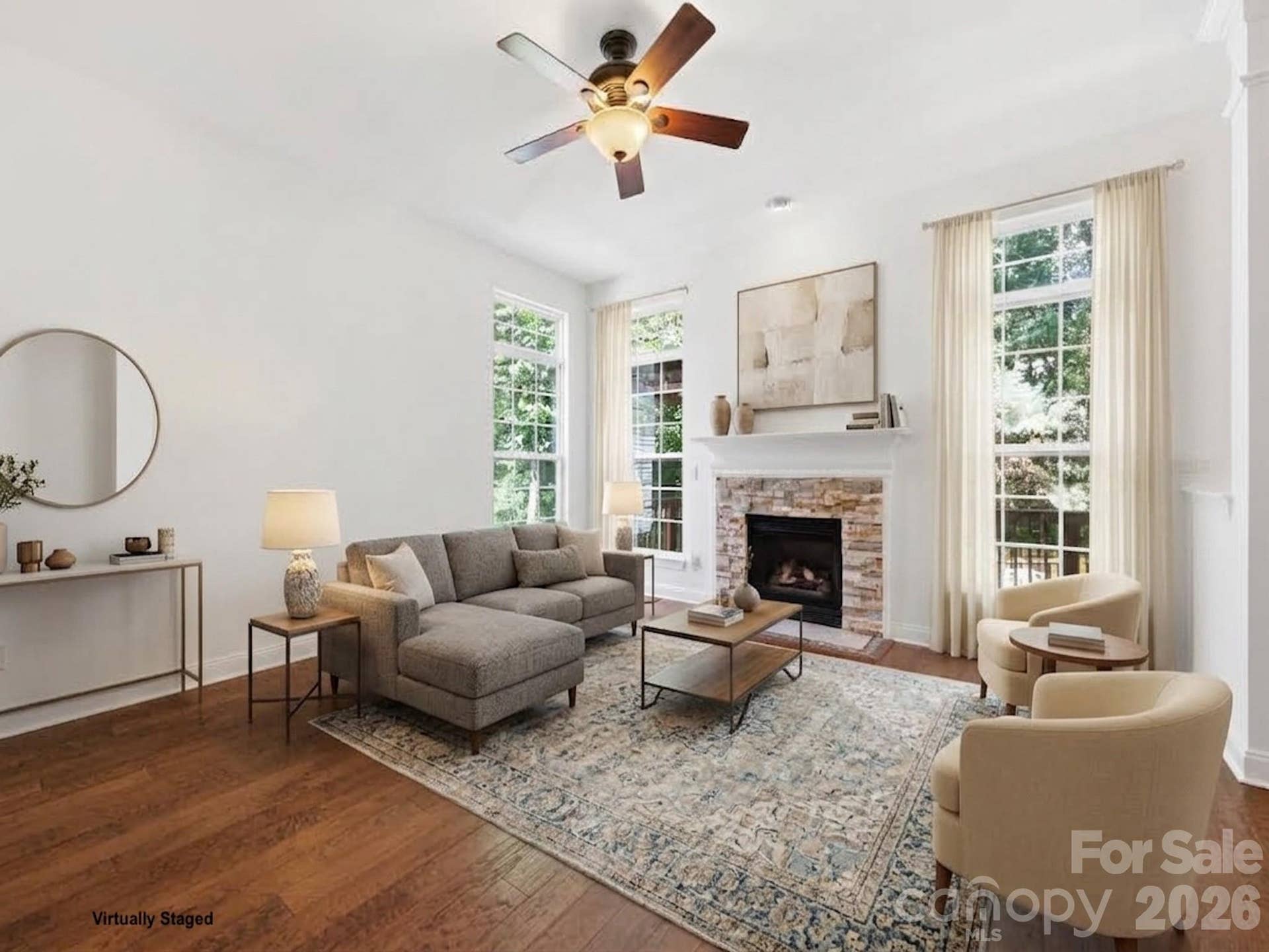 6832 Charter Hills Road, Charlotte, NC 28277 Living room with soaring 10' ceilings with an abundance of natural light!