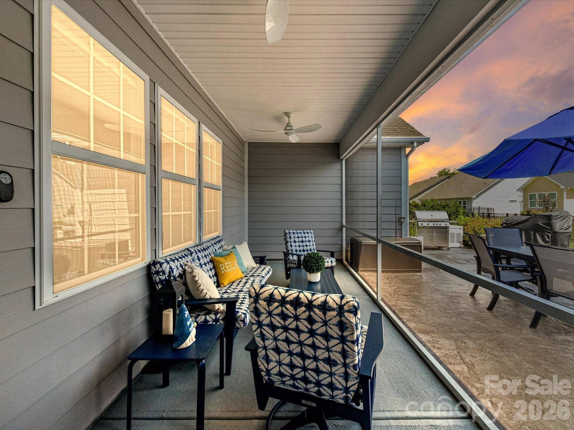 "Twilight View" of Screened Porch