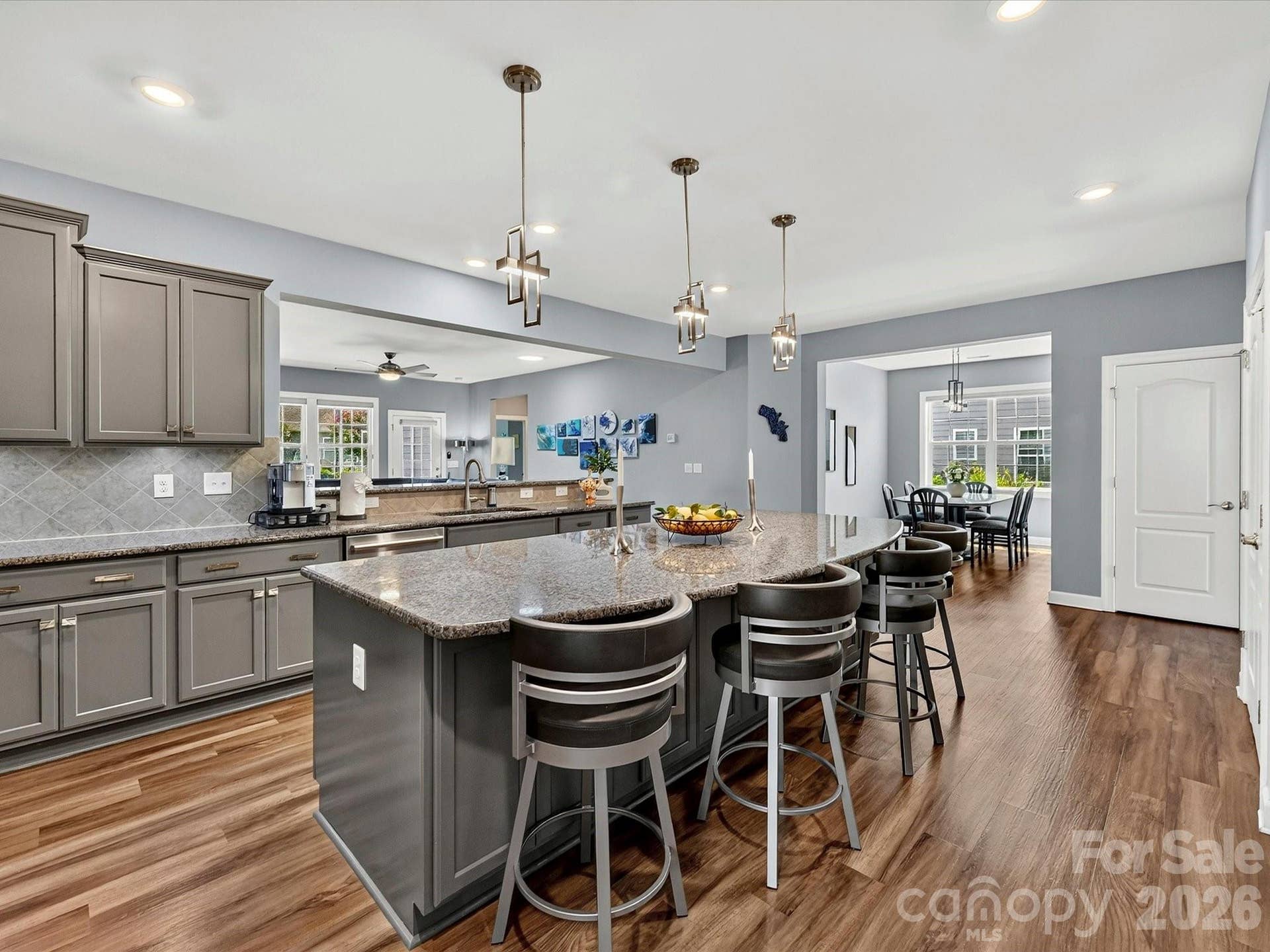 Center Island with Modern Designer Pendnats