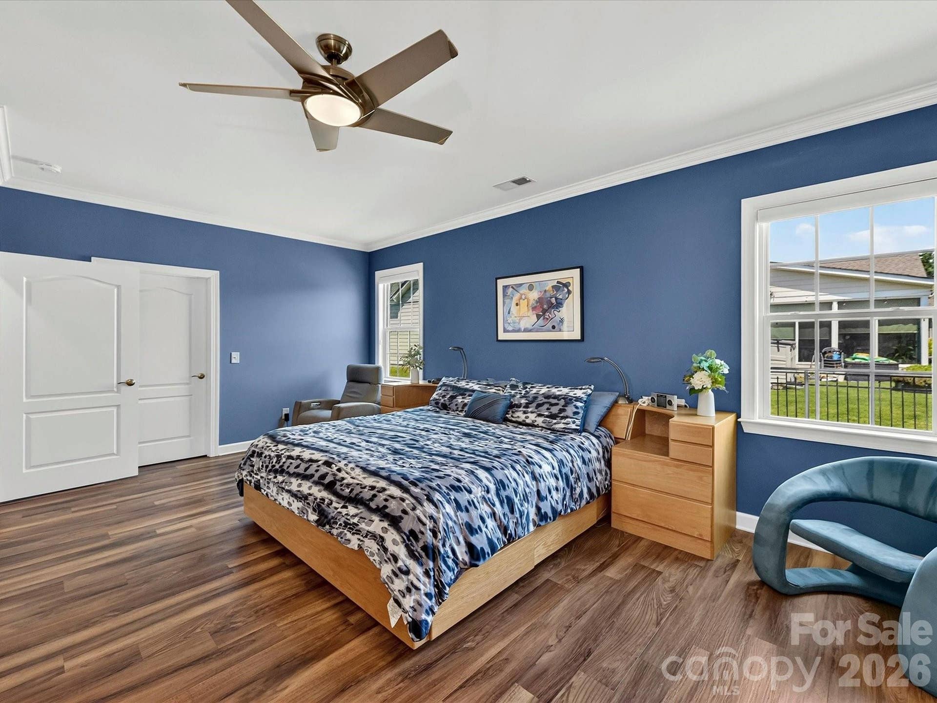 Primary with Crown Moldings and Walk in Primary Closet