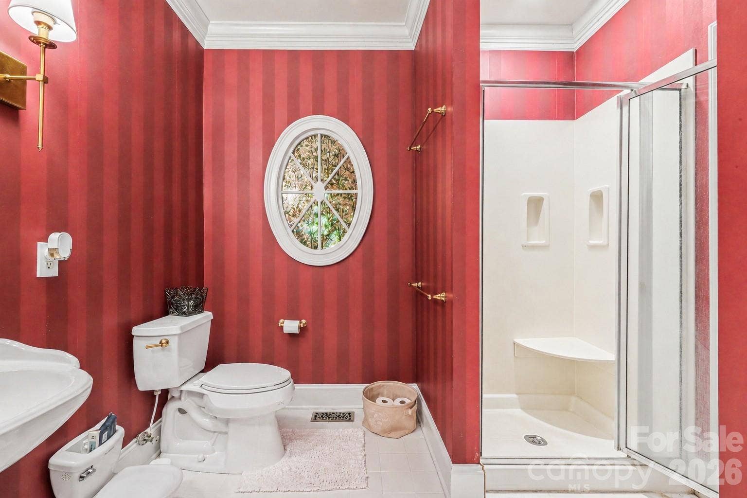 Primary Bathroo wih new sodt gold fixtures